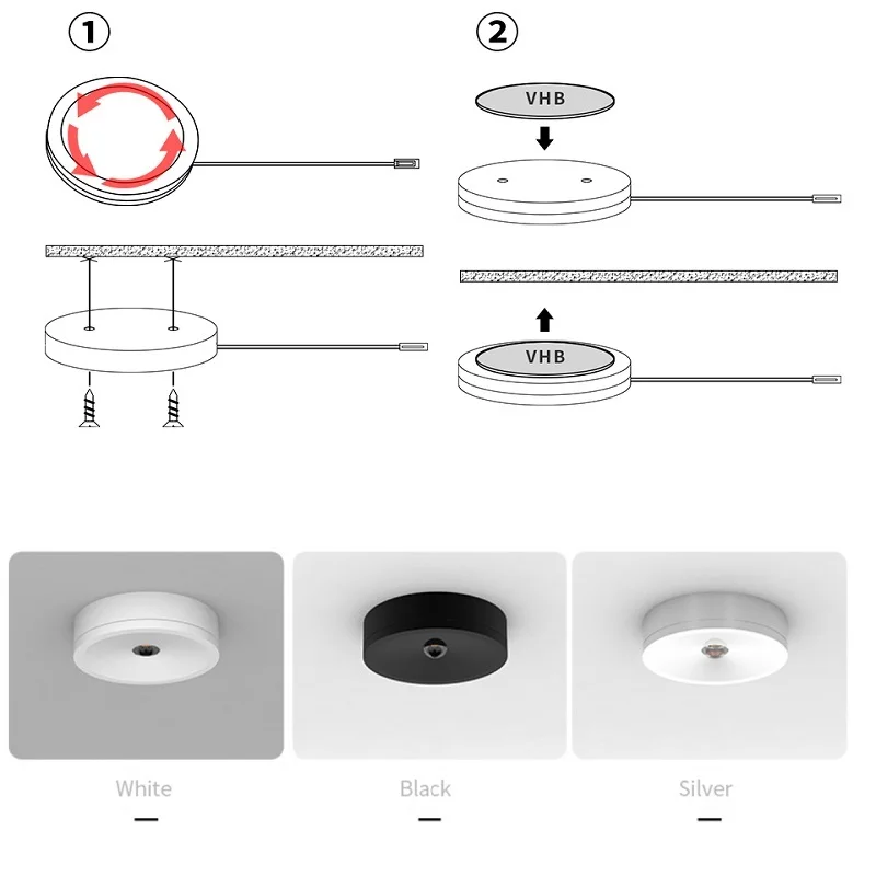 EtrnLED-Mini LED Spotlight Kit de iluminação, USB, 5V, superfície redonda, montado gabinete Display lâmpada, ponto do teto, preto, branco, prata