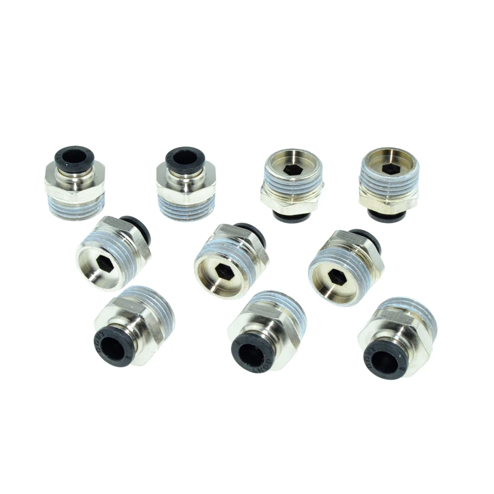 10Pcs Pneumatic Fittings 8mm Tube to 1/2BSPT Male Thread Straight Connector Convertor