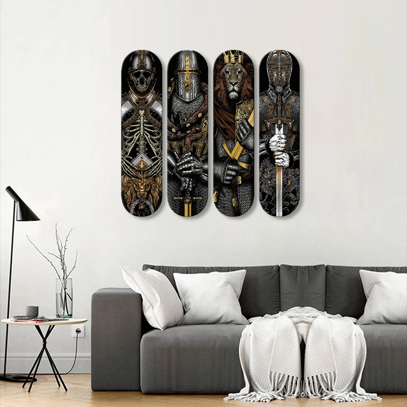 Japanese Samurai Wood Sign Pop Art Skateboard Mural Placas Decorativas Home Decoration Poster Bar Pub Club Man Cave Wall Decor