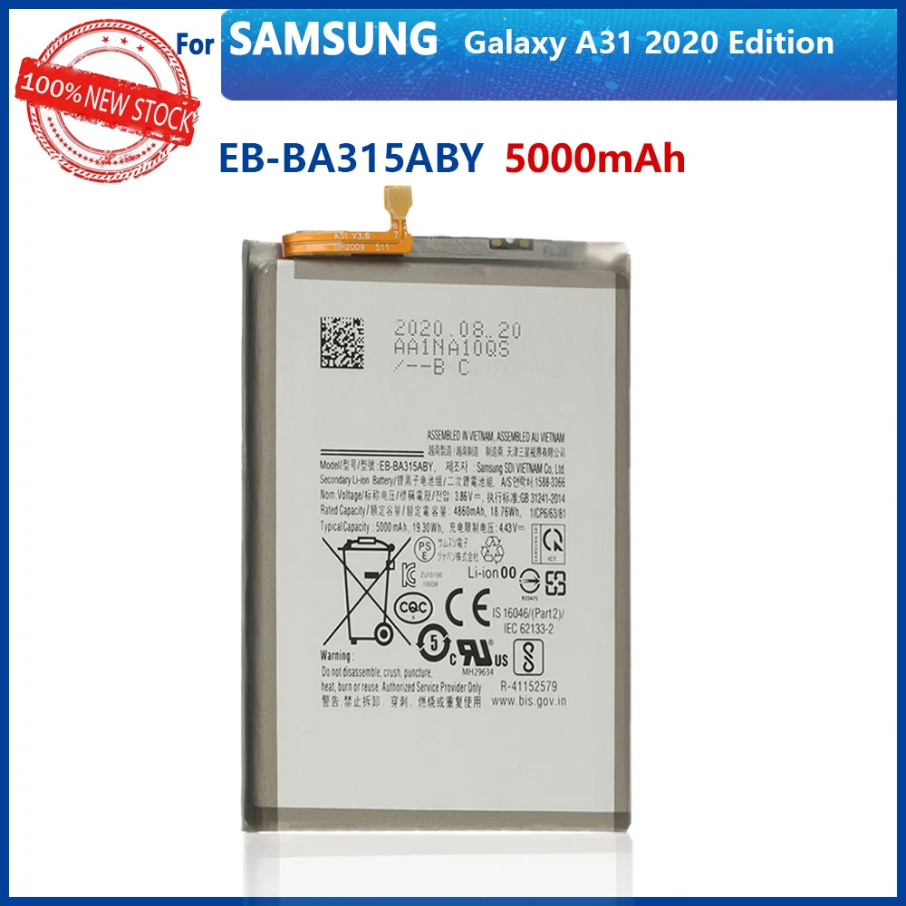 Genuine Replacement Battery for Samsung Galaxy A31, 100% Real EB-BA315ABY, 5000mAh, Tools with Tools, 2020 Edition, New