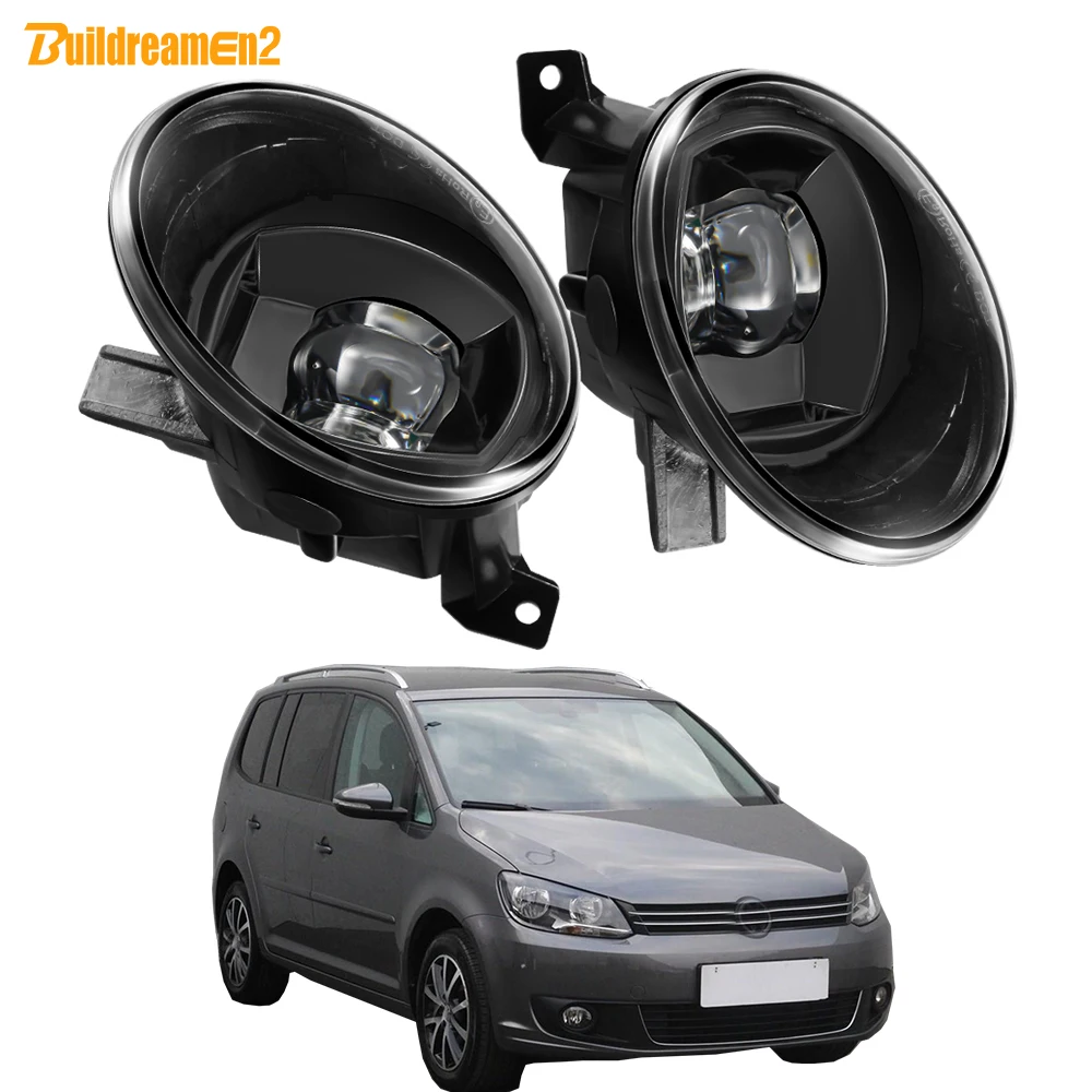 2 Pieces 30W LED Fog Light Assembly Car Canbus Lens Fog Daytime Running Lamp 9006 12V For VW Volkswagen Touran (1T3) 2010-2015