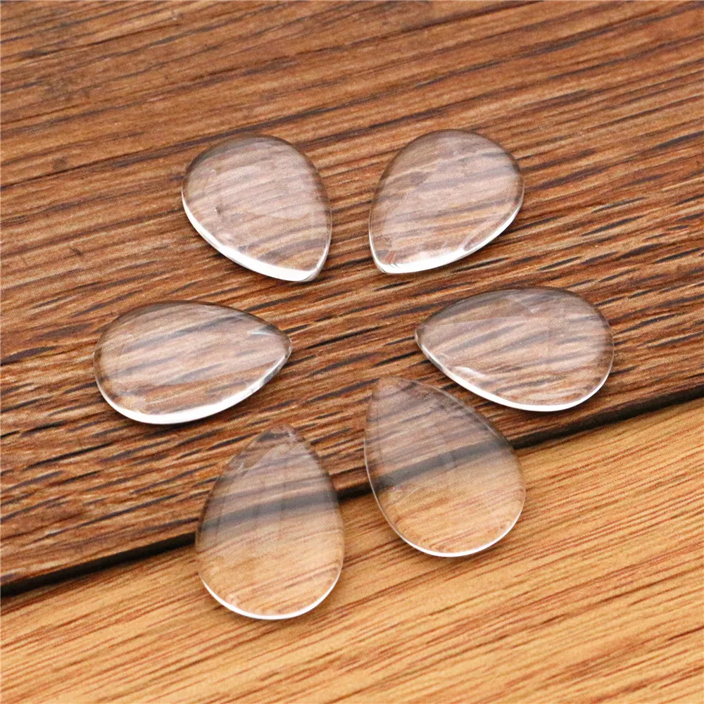 10x14mm 13x18mm 18x25mm 20x30mm 25x35mm 30x40mm gota oval de volta plana cabochão de vidro transparente, alta qualidade, promoção por atacado