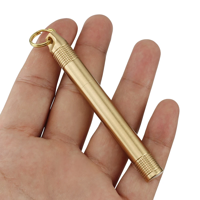 Outdoor Camping Tool Brass Seal Bottles Waterproof Canister Keychain Medicine Toothpick Bottle