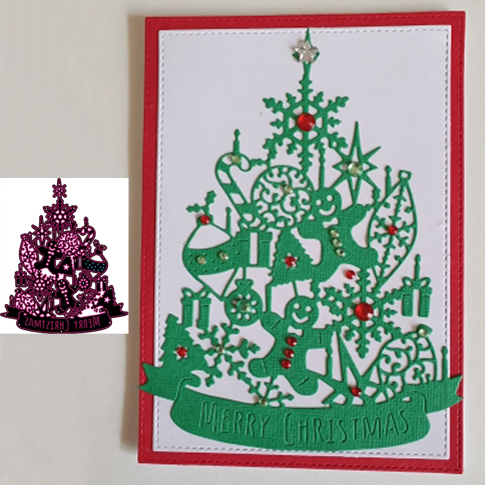 Merry  Christmas tree metals Cutting Dies Stencils for DIY Scrapbooking  photo album Decorative Embossing DIY Paper Cards