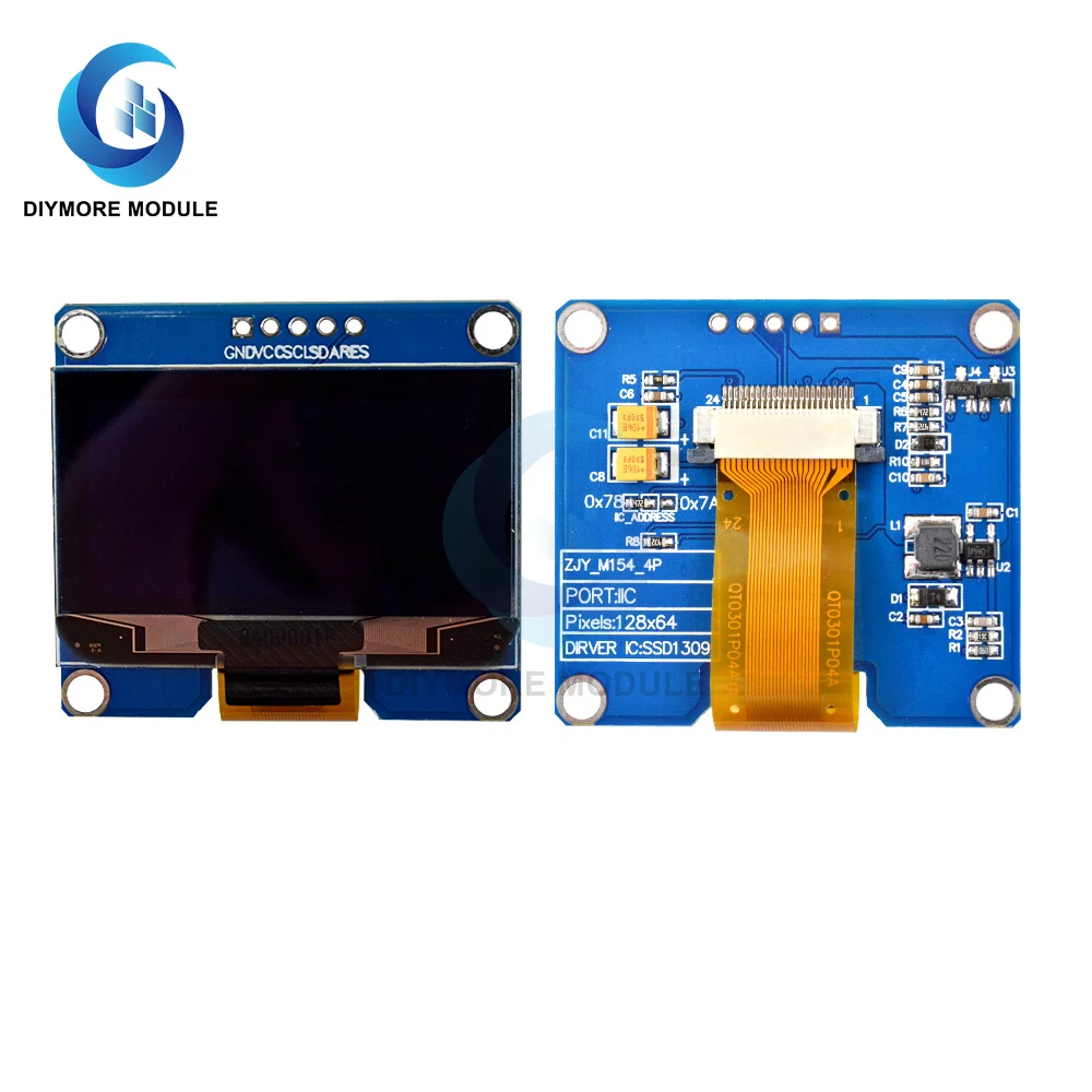 1.54 Inch Ips Oled-scherm Module 5 Pin Wit/Blauw/Geel Kleur Screen 128*64 Iic I2C interface SSD1301 Controller Voor Arduino
