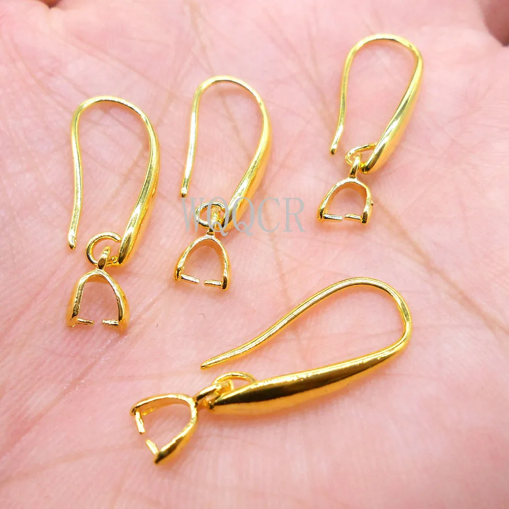 10PCS 18K Gold Smooth Irregular Circle Surface Women's Matte Ear Hook Earrings Blank Base DIY Jewelry Making Result Accessory