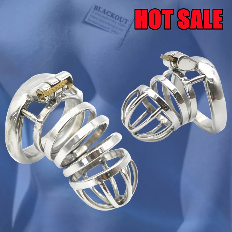 BLACKOUT A27X Stainless Steel Male Chastity Device Cock Cage with/without Barbed Anti-off Ring and Catheter Penis Fetish Adult