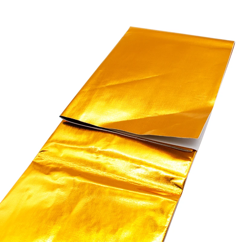 GESCHICKTER 100x100cm Self Adhesive Reflektierende Gold Hohe Temperatur Auspuff Hitzeschild Wrap Band Isolierung Aufkleber Auto Styling