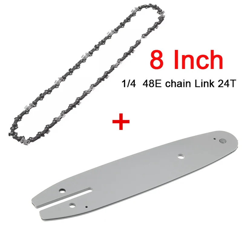 6Pcs 4Inch Mini Saw Chain 6Inch Chainsaw 8Inch Drive Link 1/4 48E Chainsaw+Guide/Blade/Replacement For Electric ChainSaw Tools