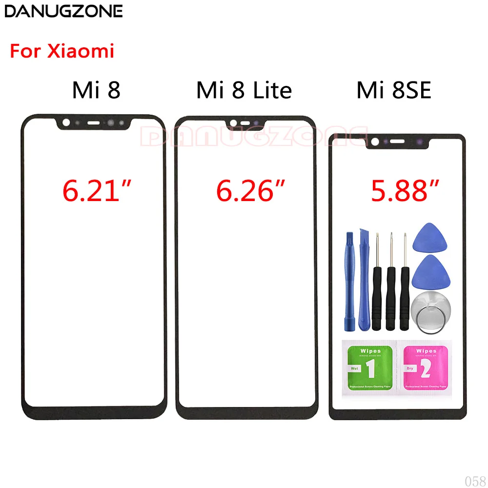 Сенсорный экран, переднее стекло для Xiaomi Mi 8 Lite 8SE 8i 8X / 8 Explore Version / 8 PRO, ЖК-дисплей, передняя стеклянная панель объектива