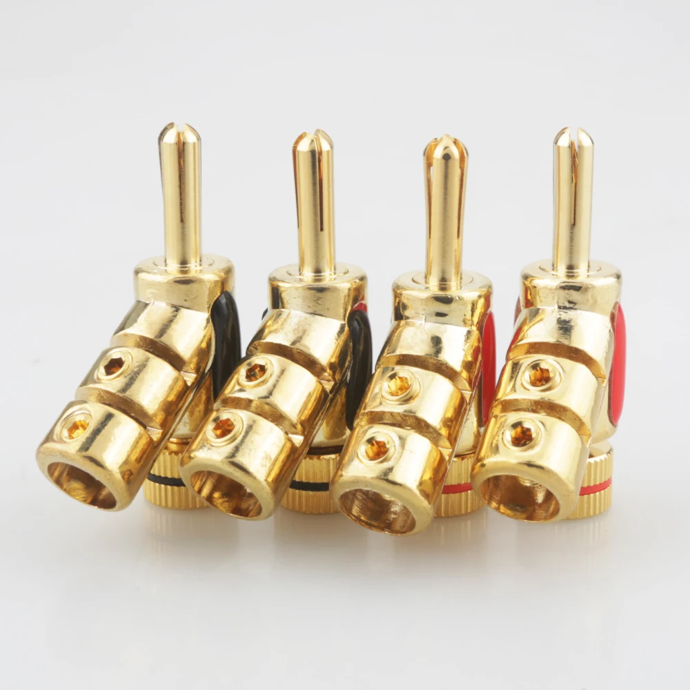 Высококачественный Hi-End позолоченный замок, 4 шт., кабель для динамика, штекер типа банан, 100% новый бренд