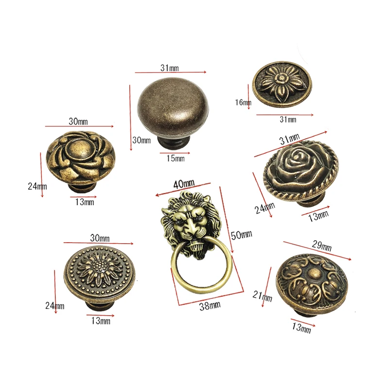 1PCS Antique Bronze kitchen cabinet drawer knobs Furniture Handles Beast for Antique Alloy Wardrobe Door Pull Drawer Knob