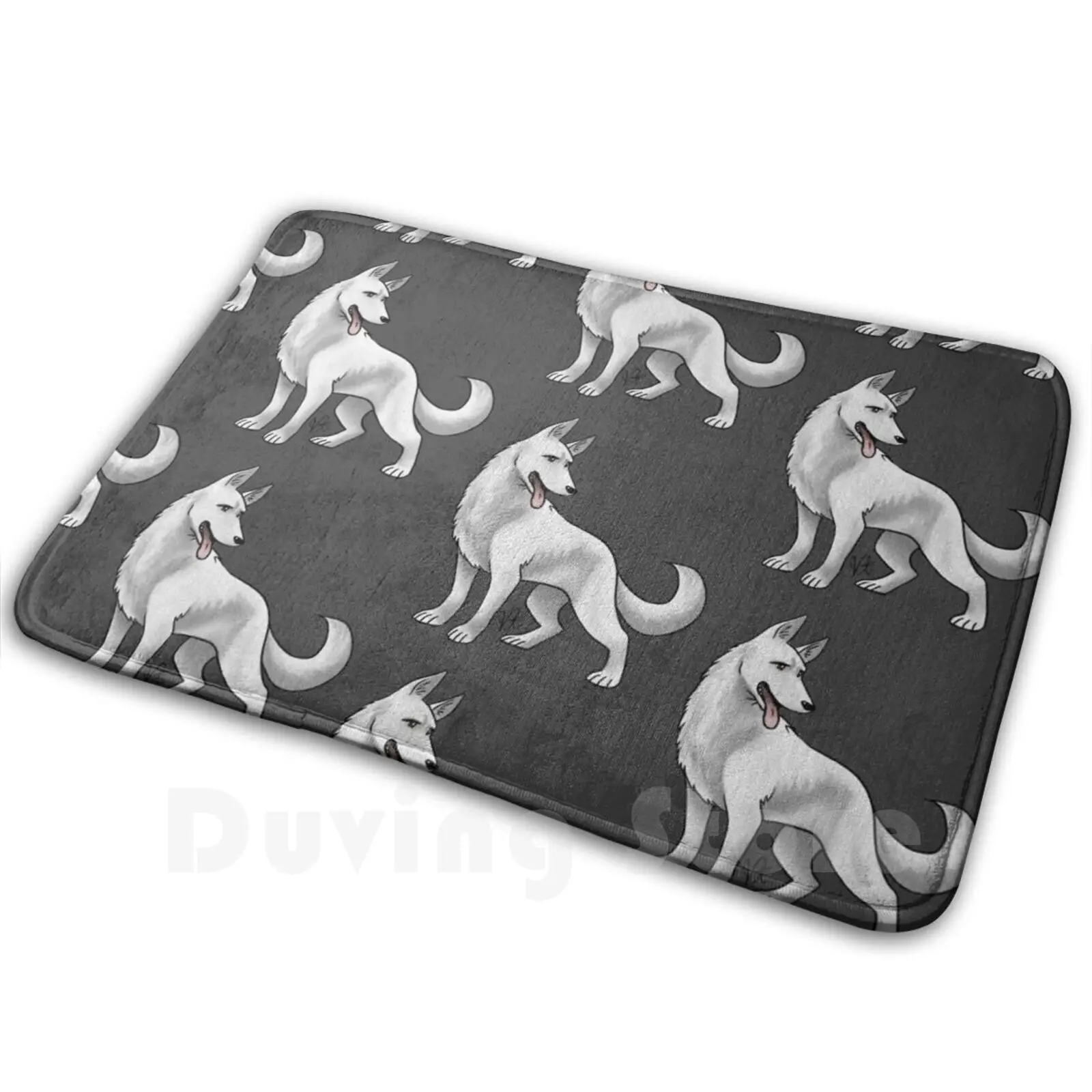 German Shepherd-White Mat Rug Carpet Anti-Slip Floor Mats Bedroom German Shepherd White German Shepherd Dog Jens Dogs