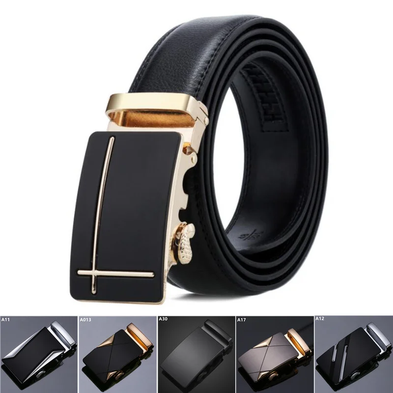 Special Offer 3-3.5cm Width Men Genuine Leather Belts,Two-Layer Cowhide Automatic Buckle Cowskin Waistband,Separate Belt Buckle