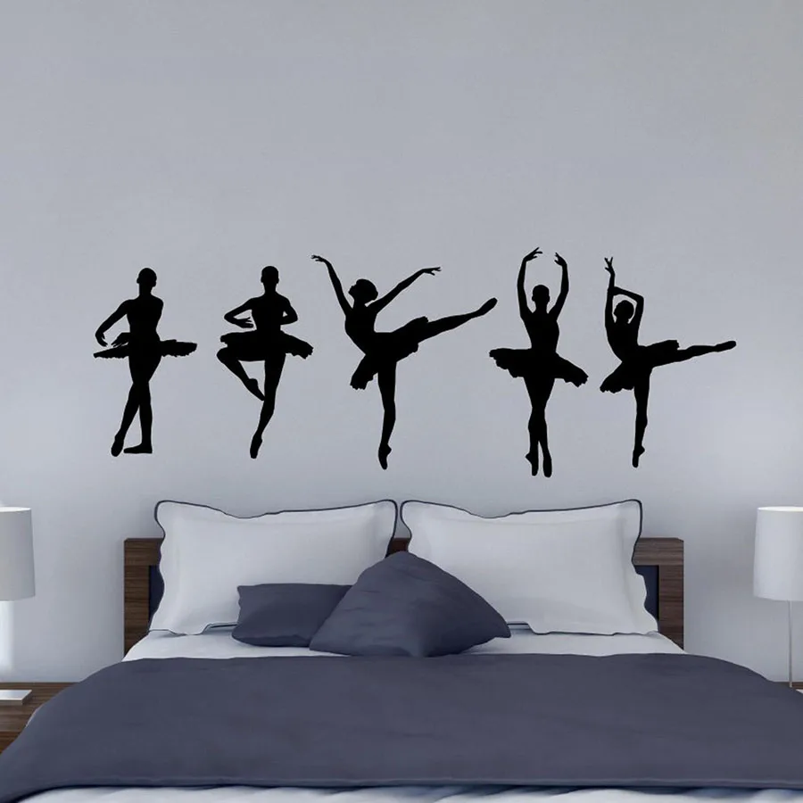 Ballet Dancer Silhouette Vinyl Wall Decal Ballet Wall Art Dancing Dancers Ballerina Studio Wall Mral Dance Room Decor C205