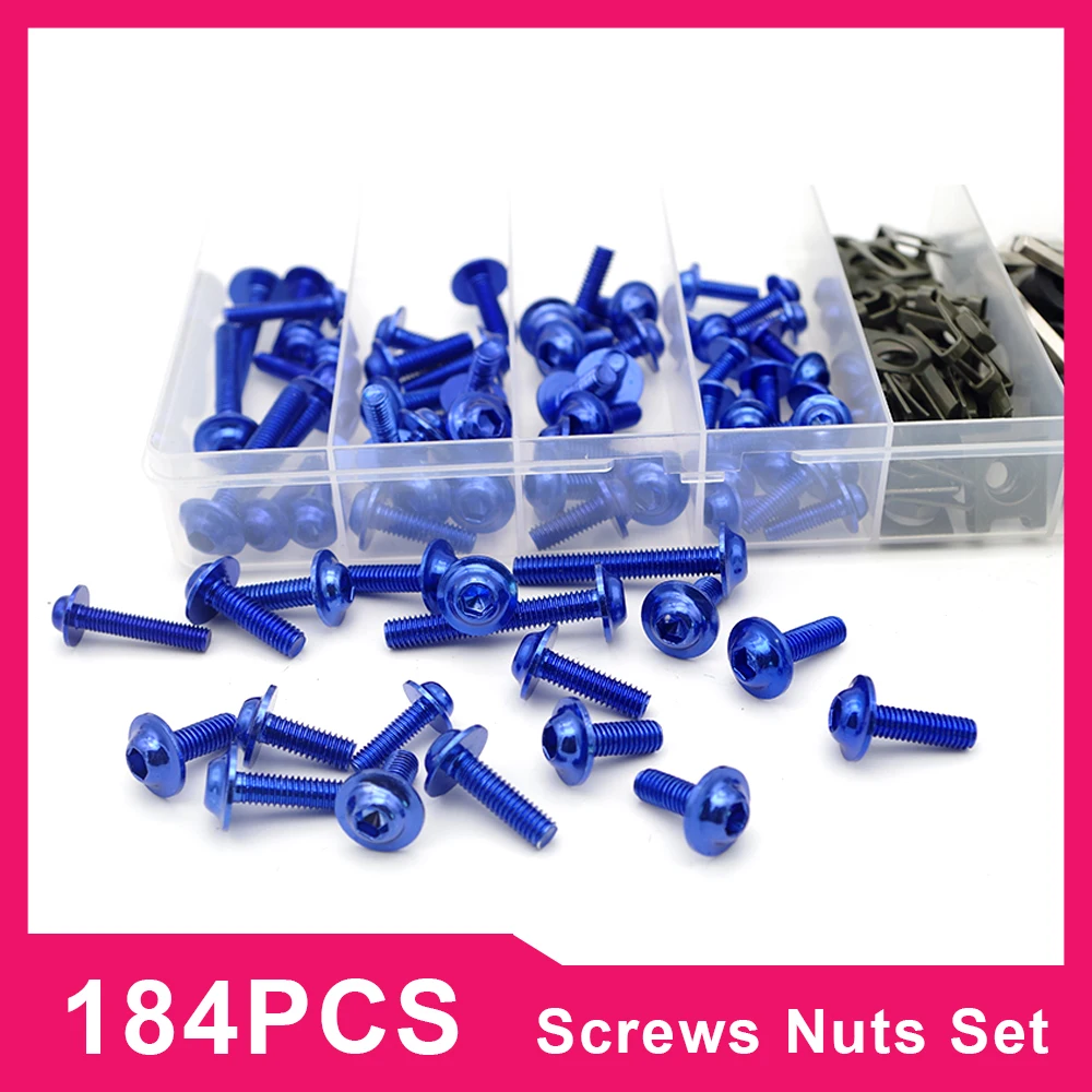 Motorcycle 184PCS M6 M4 Alloy Screws Colorful Fasteners Screws Set Fairing Bolt Kit Modified Parts for suzuki bandit 1250 ktm sx