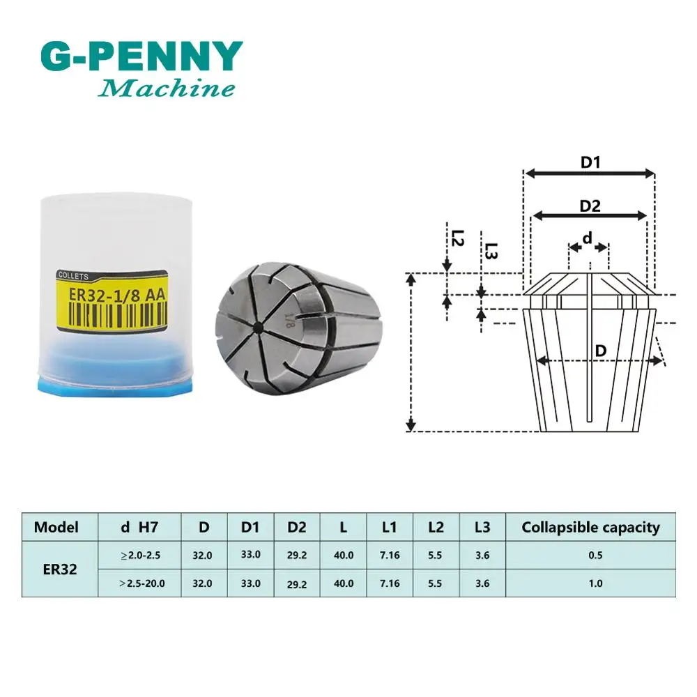 ER32 spindle motor collet chuck 21 pcs collets size  from 2mm to 20mm full set for CNC milling lathe tool  spindle motor