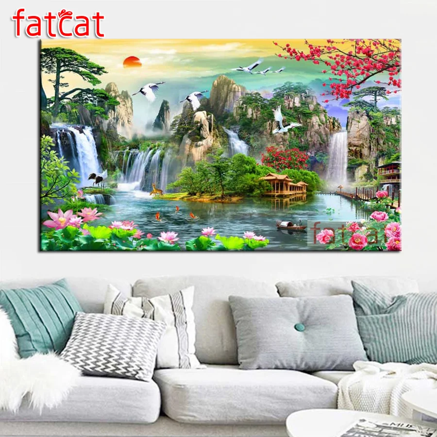 

FATCAT Natural landscape flower Large Diy Diamond Painting Full square round drill 5d Diamond Embroidery Mosaic Decor AE2377