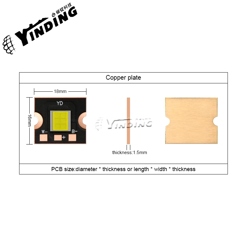 YINDING-diodo emisor de luz LED de alta potencia 7070, 50W, 6000-6500K, luz blanca, fuente de Faro de coche, soldadura por reflujo SMD gratis, 1