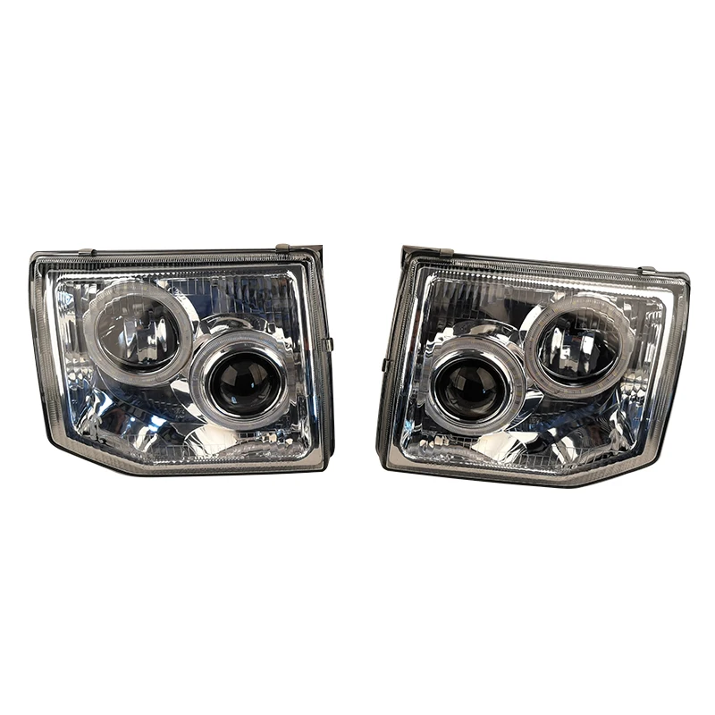 Car LED Angel Eye Lens Headlight For Pajero Headlamp V31 V32 92 93 94 95 Modified White Bac  far and near Light A Pair