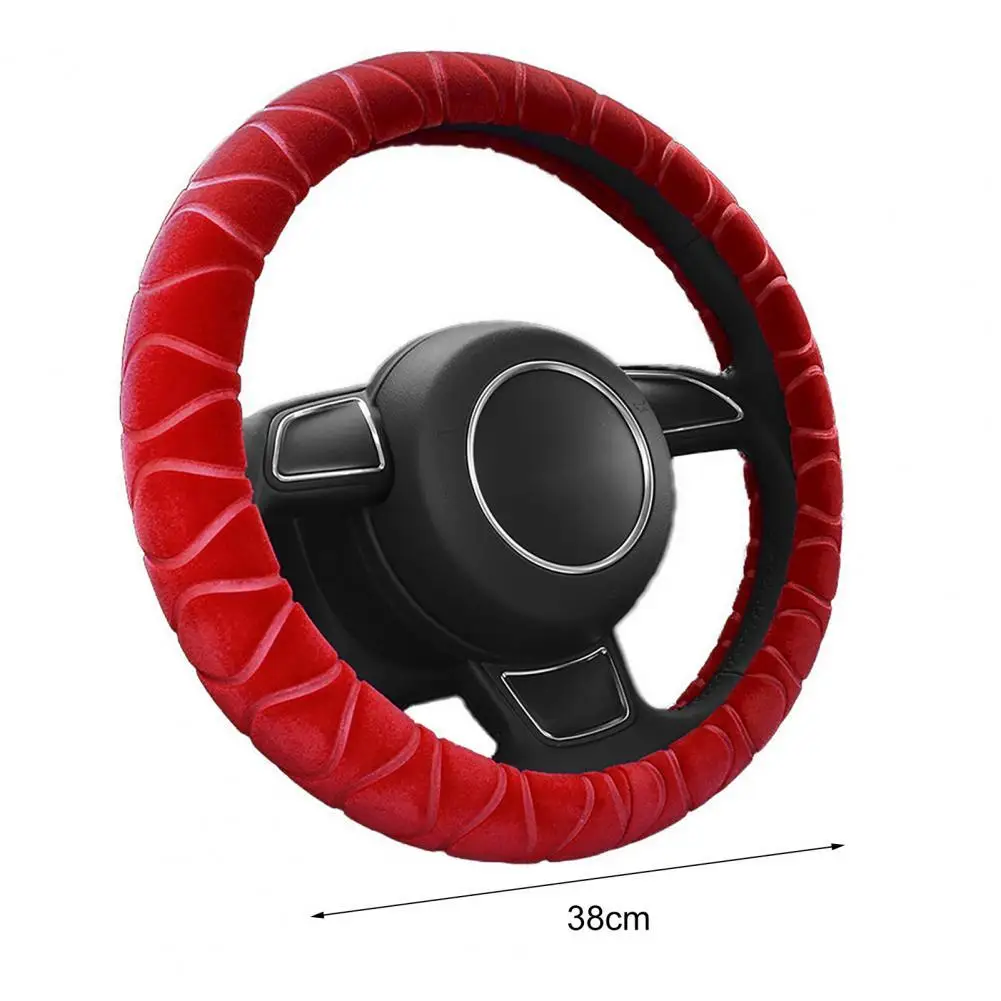 

Universal Steering Wheel Cover Warm Plush Fluffy Steering Wheel Protector for Vehicles