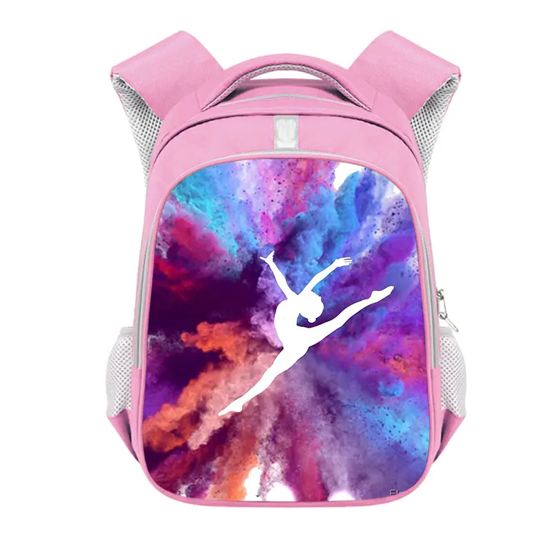 Mochila con estampado de gimnasia rítmica para niña, Bolsa Escolar de gran capacidad, bolsa de almacenamiento de viaje, mochila de atleta de baile,