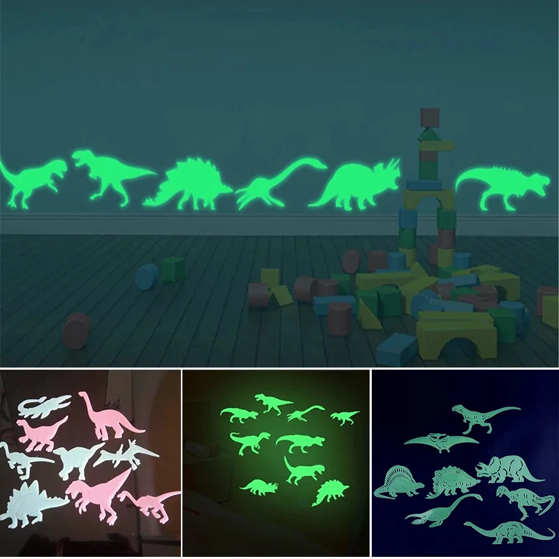 

Newest Glow In The Dark Dinosaur Luminous Stickers Stereo 3D Fluorescent Wall Stickers Fun Sticker For Kids Home Decoration