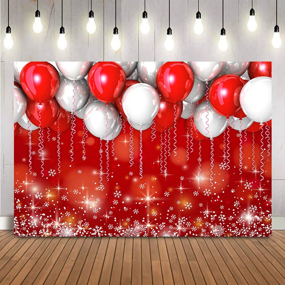 

Red Glitter Balloons Backdrop for Photography Adult Women Theme Birthday Party Decoration Banner Shining Dot Snowflake Decor