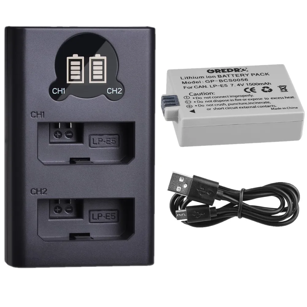 

LPE5 LP-E5 Battery with Charger for Canon LP E5 Battery, EOS 500D, EOS 450D, EOS 1000D, Kiss X3 X2 F EOS Rebel XS XSi Rebel T1i