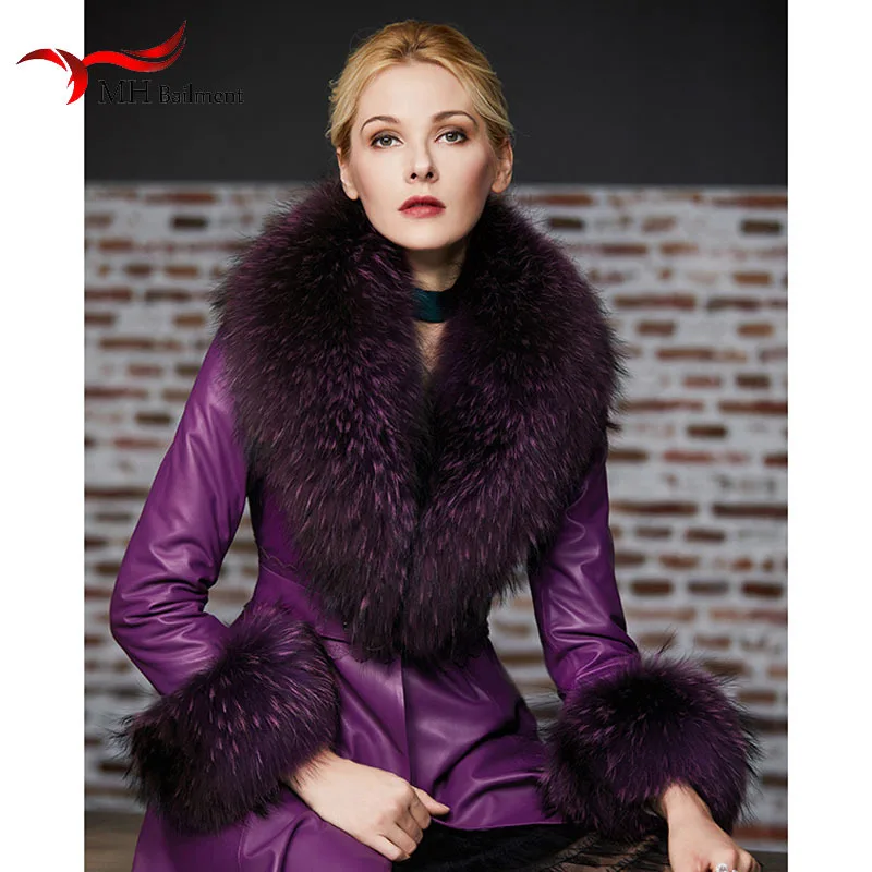 Elegant Luxury Raccoon Fur Collar Cuff Set Large Size 100% Real Fur Scarf Thick Warm Authentic Ladies Shawl Coat Collar Women