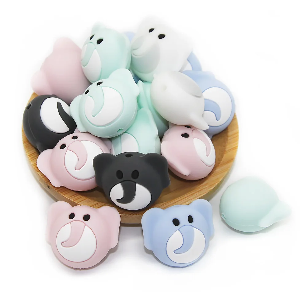 Cute-Idea 10pcs/lot Silicone Teether Beads BPA Free Cartoon Animals Chewable Teething Beads DIY Pacifier Chain Accessories Toys