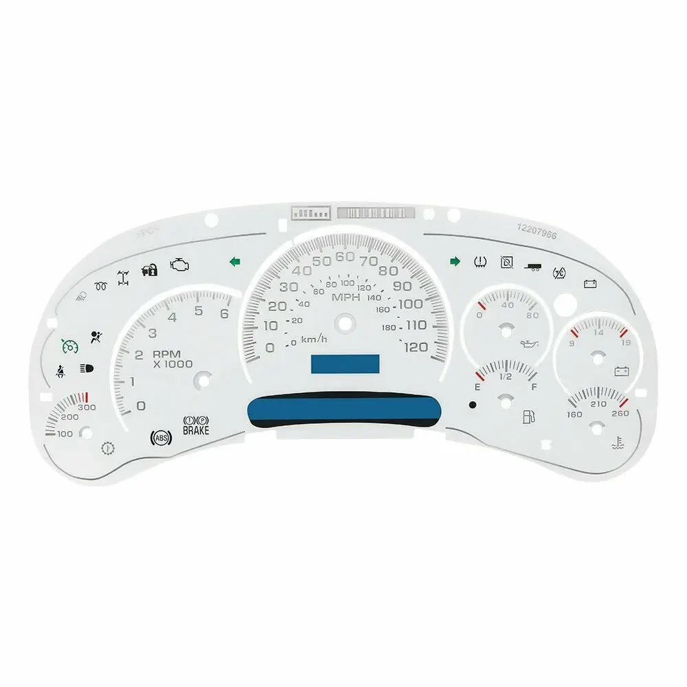 White Gauge Face for GM Silverado Sierra Tahoe Overlay LED Version Trans Temp