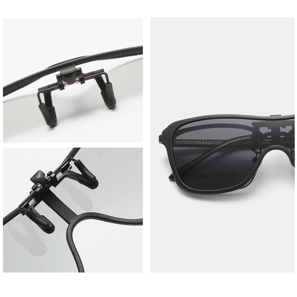 VIVIBEE 2026 Cool Flip Up Clip On Sunglasses Polarized TR90 Photochromic Driving Square Oversized UV400 Fishing Sun Glasses