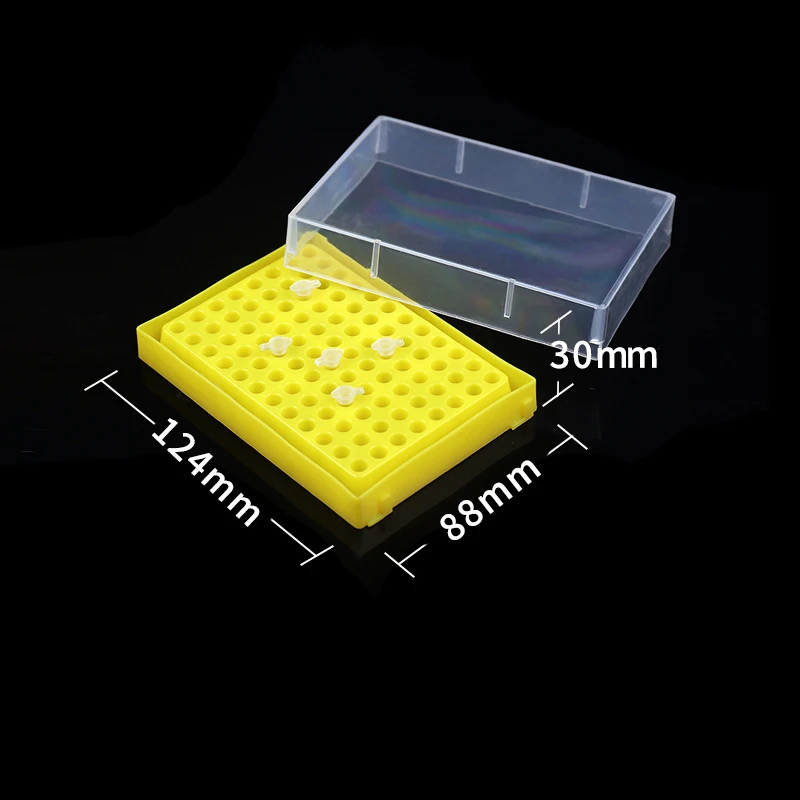 96 Sockets Plastics Centrifuge Tube Rack With Transparent Lid 0.2ML Centrifugal Tube Holder Laboratory Supplies 3pcs