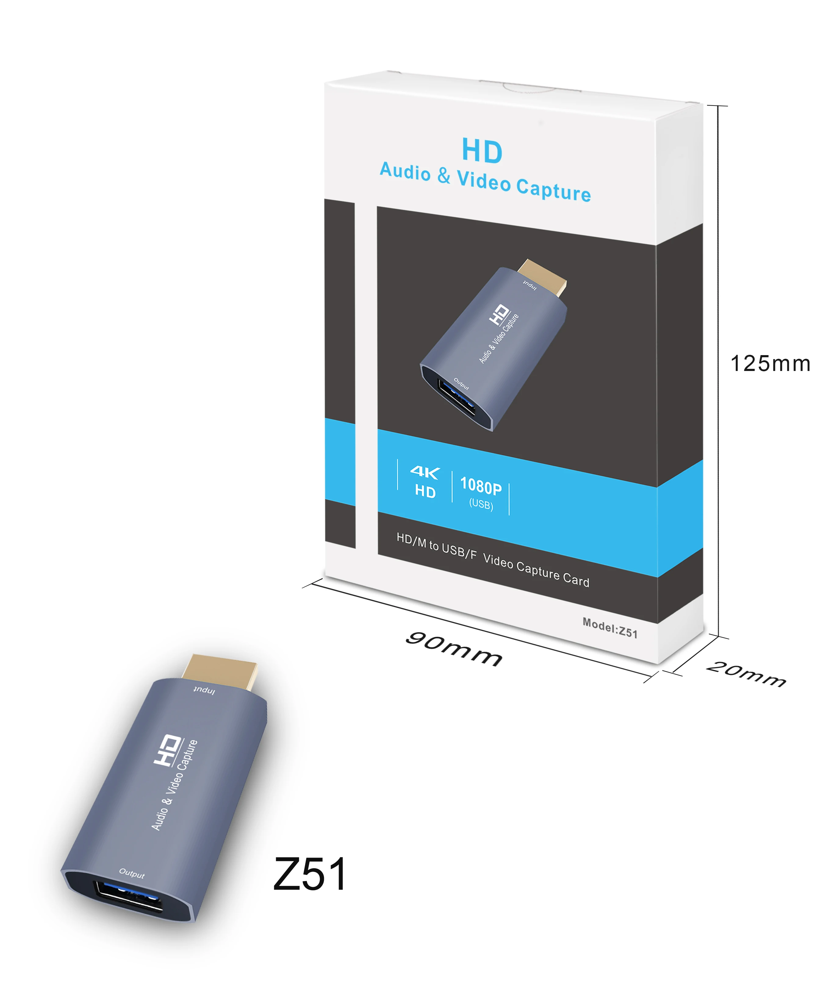 

Карта видеозахвата Z51 4K, адаптер HDMI-совместимый штекер-USB гнездо, 1080P, игровой рекордер для прямой трансляции видео