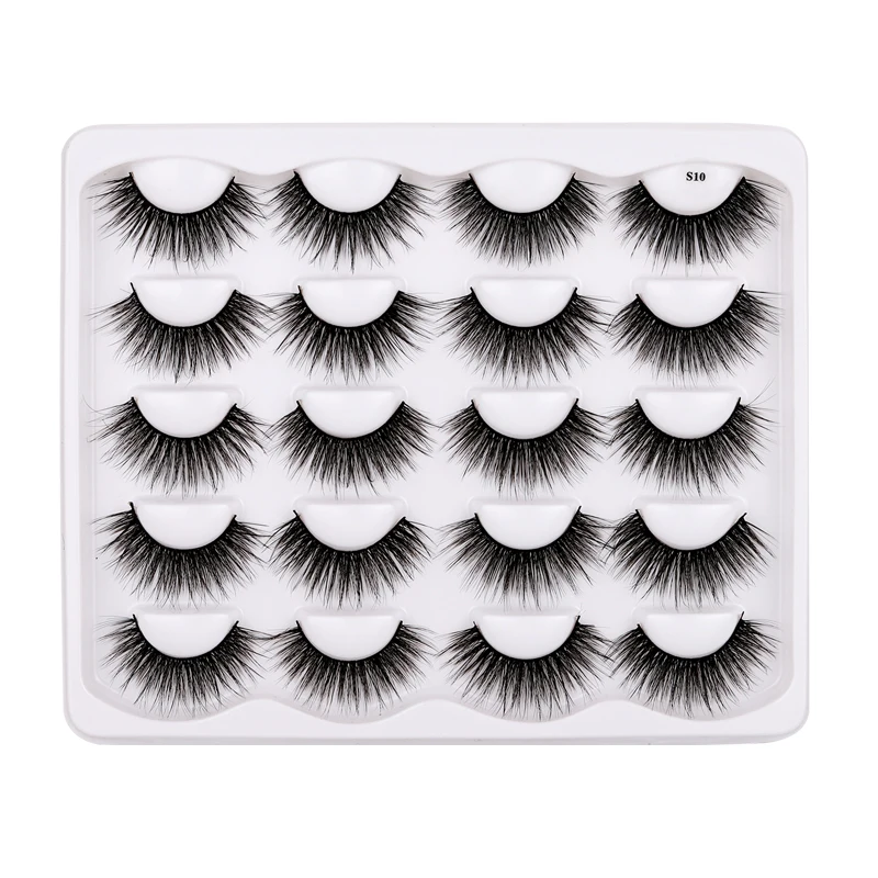 

Reusable Handmade 3D Fake Lashes Thick Natural Long Soft Crisscross 10 Pairs False Eyelashes Extensions Set 120 Sets/Lot DHL