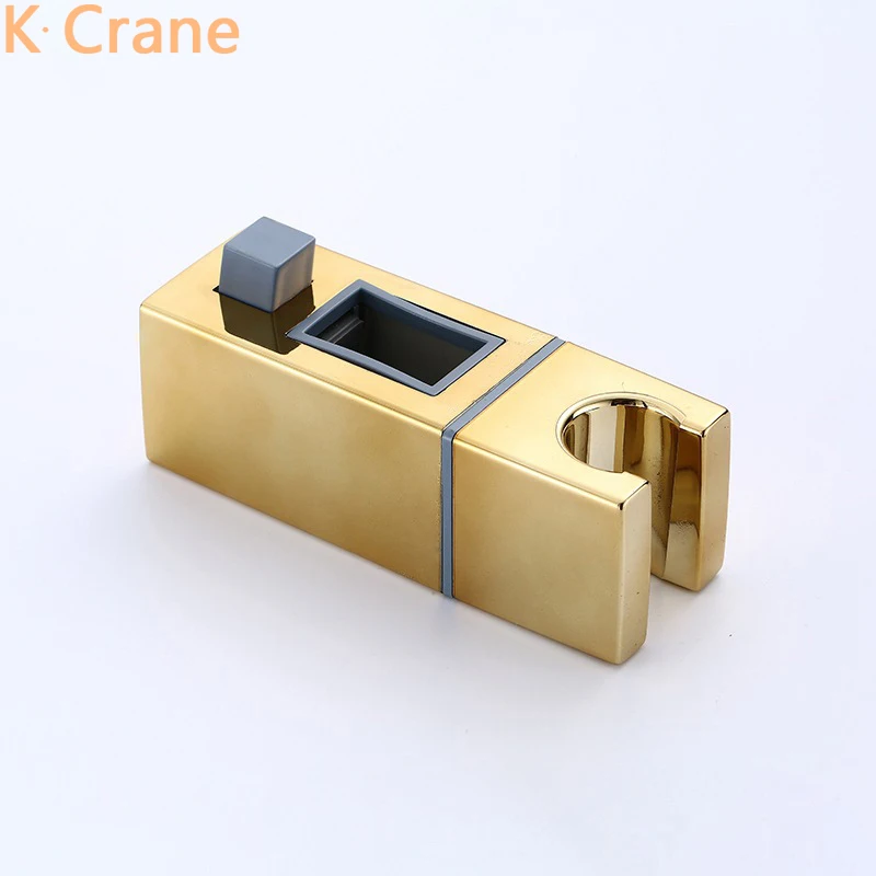 Bathroom Shower Bracket Square Shower Rod Holder Adjustable Gold Slide Rail Bar ABS Hand Shower Head Rack Universal Showerhead