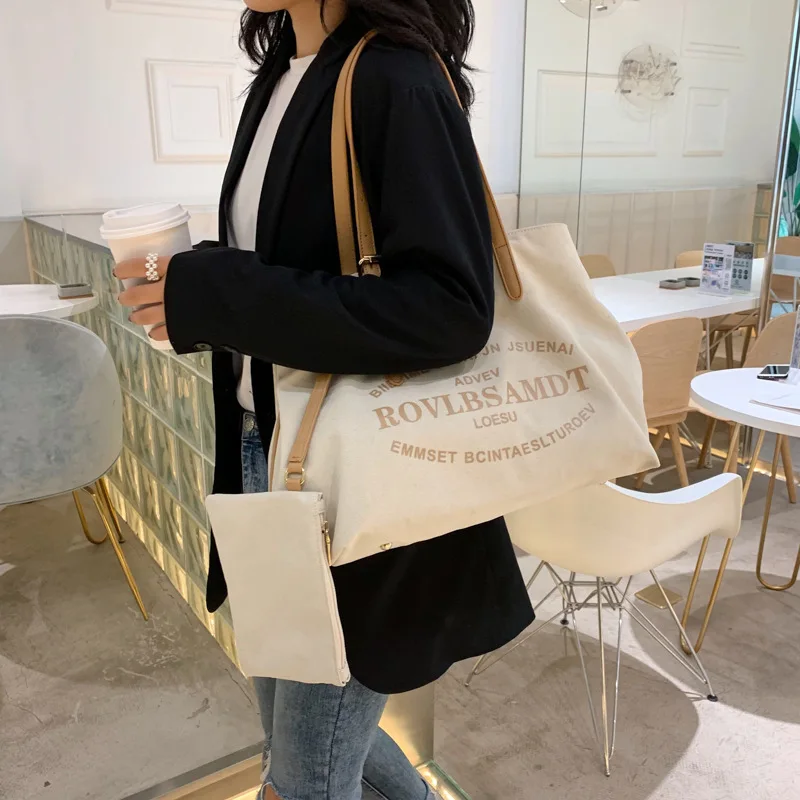 Large Casual Tote Bags Women Luxury Designer Canvas Handbags With Letter Print Fashion Travel Hobo Bag Shoulder Messenger Bags