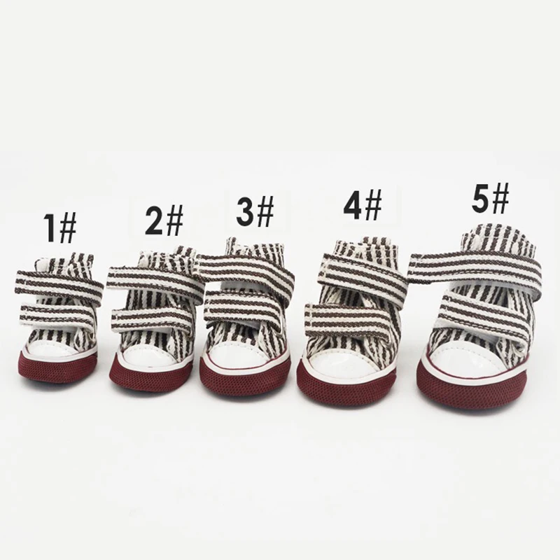 4 Pcs Puppy Pet Dog Anti-slip Shoes Sneakers Breathable Booties  outdoor Casual canvas Sneakers for Teddy small middle dogs