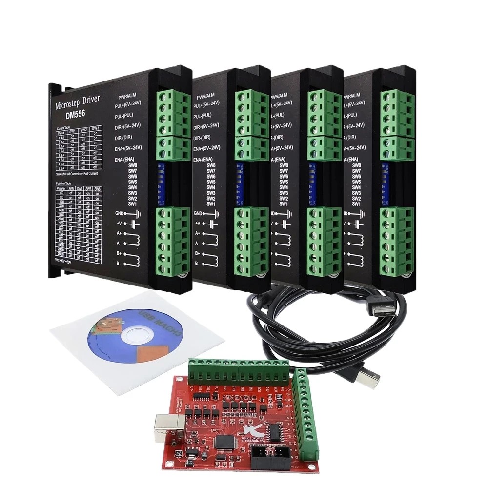 CNC control system Red Flying Eagle Card kit, 1* Red Flying Eagle Card+4* DM556 Drive+1* Black USB Flat Cable +1* CD