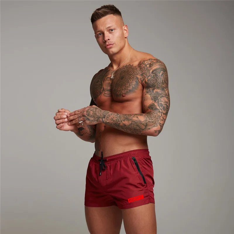 New Summer Mens Quick Dry Fitness Shorts Casual Training Sports Security Zipper Pocket Running Shorts Gym Bodybuilding Shorts