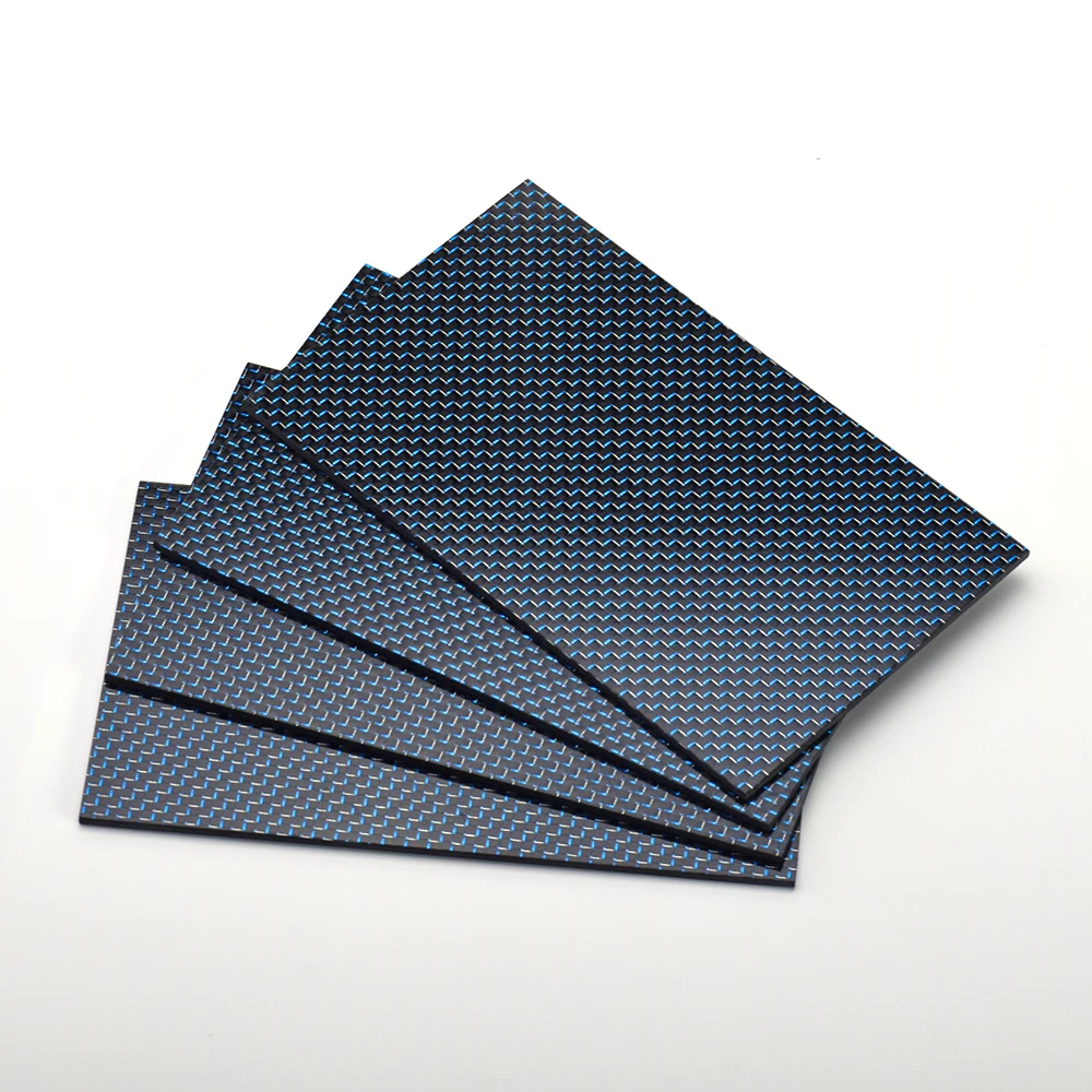 400x500mm Plain Glossy Matte Thickness 0.5-2.5mm 100% High Temperature Laminate Gold Blue Silver Red 3K Color Carbon Fiber Sheet