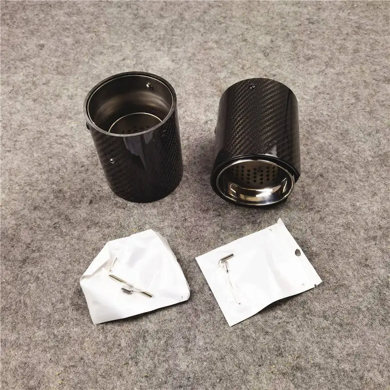 1 Piece Black/Silver/Blue Exhaust Pipe Tip For BMW F90 M5 IN 75MM OUT 92MM Length 120MM Carbon Fiber Stainless Muffler Nozzles