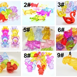 10 Transparent Acrylic Cute Cartoon Animal Pendants Various Charms Kids Craft