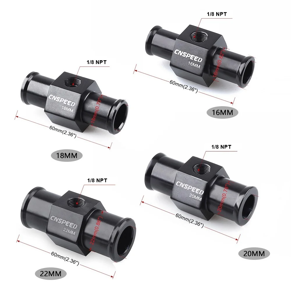 CNSPEED indicatore temperatura acqua temperatura radiatore temperatura acqua sensore tubo giunto 40mm 38mm 36mm 34mm 32mm 30mm 28mm adattatore tubo