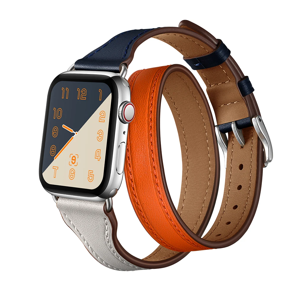 Leather Loop strap For Apple Watch Band 42mm 38mm 44mm 40mm Iwatch 5 4 3 2 1 Double Tour Wrist Strap Bracelet Watchband
