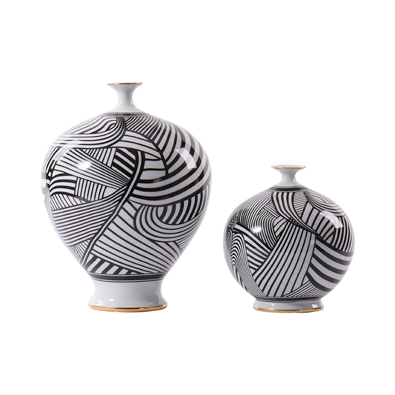 Modern Light Luxury New Chinese Style Model Room White Ceramic Vase for Living Room TV Cabinet Soft Outfit Crafts Desk Ornaments