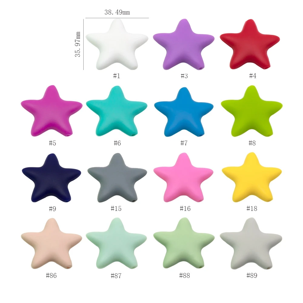 Cute-idea Star Silicone Beads 10pcs Food Grade Baby Teething Teethers DIY infant Nursing Pacifier Chain Necklace toy Accessories