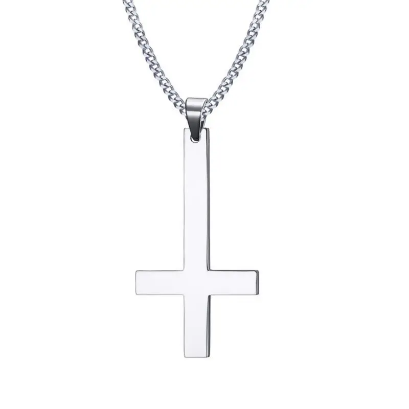 Stainless Steel Upside Down Cross Necklace  Inverted Cross Pendant with Chain