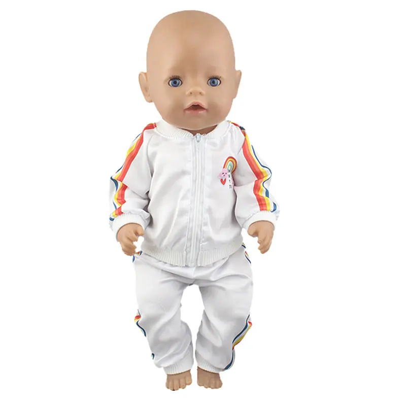 Lovely rainbow picture white suit  fit for 43cm Baby Doll , Children Best Birthday Gift(only sell clothes)